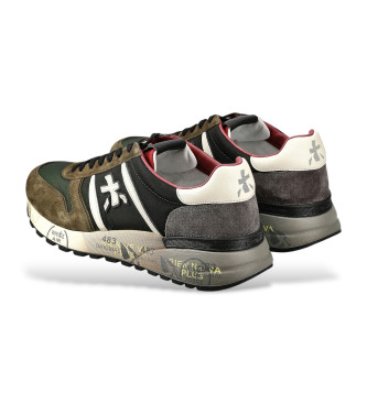 Premiata Sneakers Lander in pelle verde marrone