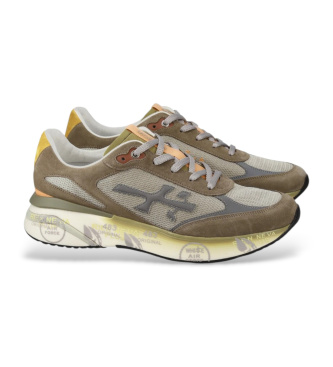 Premiata Brązowe skórzane buty sportowe Moerun