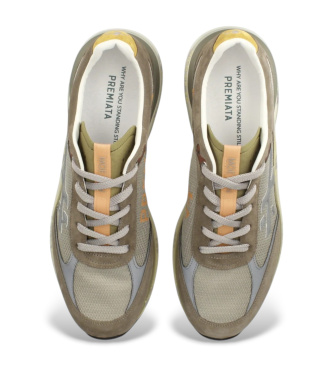 Premiata Brązowe skórzane buty sportowe Moerun