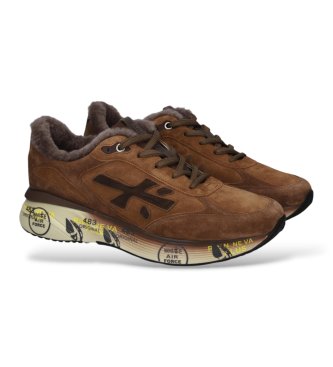 Premiata Baskets en Cuir Moerun marron clair