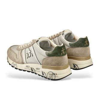 Premiata Lander beige leather trainers