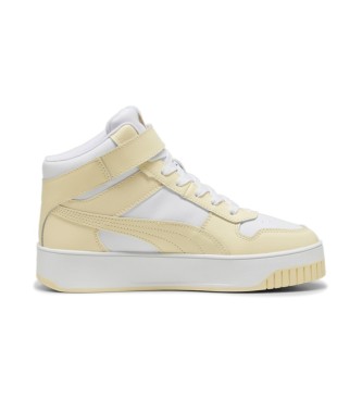 Puma Carina Street Mid sapatilhas de couro branco, amarelo