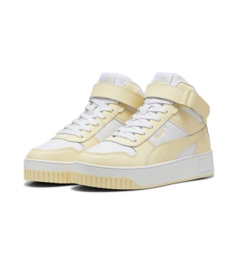 Puma Carina Street Mid sapatilhas de couro branco, amarelo