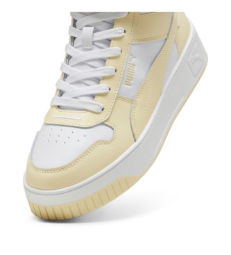 Puma Carina Street Mid sapatilhas de couro branco, amarelo