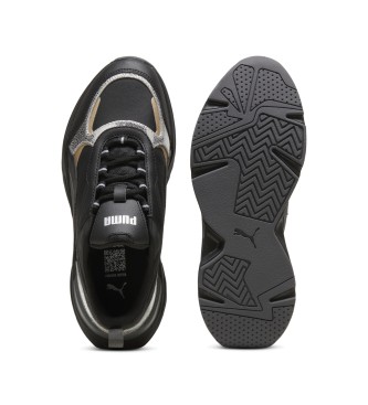 Puma Cassia metallic glanzend leren sneakers zwart