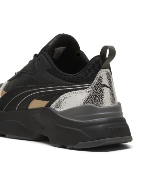 Puma Cassia Metallisch glnzende Leder Sneakers schwarz