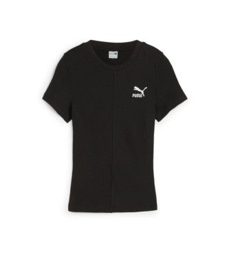 Puma T-shirt classica slim fit nera a coste