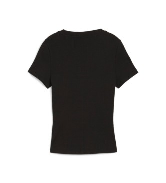 Puma T-shirt classica slim fit nera a coste