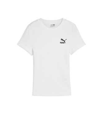 Puma T-shirt slim fit bianca a costine classica