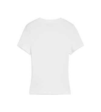 Puma T-shirt slim fit bianca a costine classica