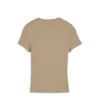 Puma Classics Geripptes T-Shirt in Beige