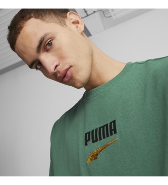Puma T-shirt verde con logo Downtown