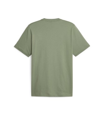 Puma T-shirt Essentials+ z małym dwukolorowym logo w kolorze zielonym