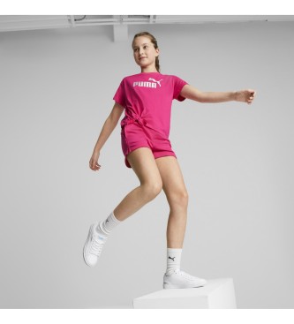 Puma T-shirt annodata con logo Essential rosa