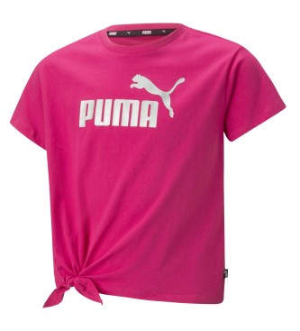 Puma T-shirt annodata con logo Essential rosa