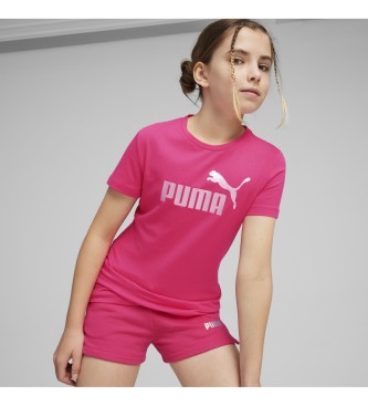 Puma T-shirt com logtipo Essentials+ cor-de-rosa
