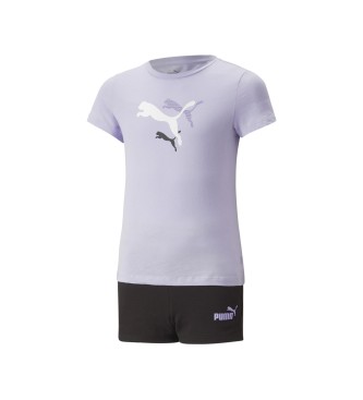 Puma St med lilla grafisk T-shirt og shorts