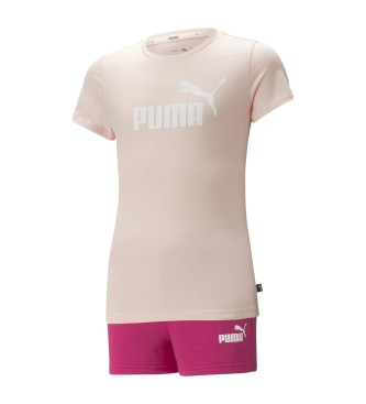 Puma Logo T-Shirt en Shorts Set roze, paars, roze, fuchsia