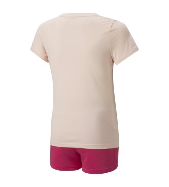 Puma Logo T-Shirt en Shorts Set roze, paars, roze, fuchsia