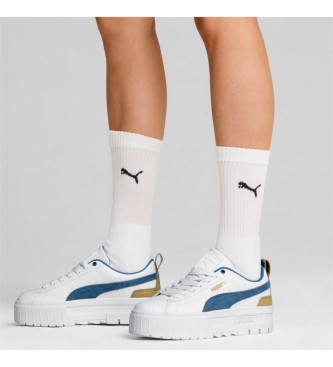 Puma Baskets en cuir Mayze blanc, bleu