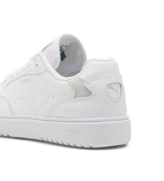 Puma Doublecourt lder sneakers hvid