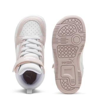 Puma Chaussures Rebound V6 Mid blanches, roses