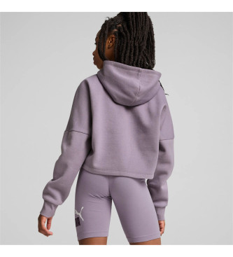 Puma Essentials Logo Cropped Hoodie lilla