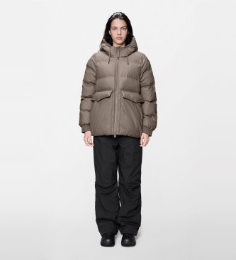 Rains Casaco Alta A-Line Puffer marrom