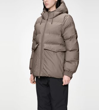 Rains Casaco Alta A-Line Puffer marrom