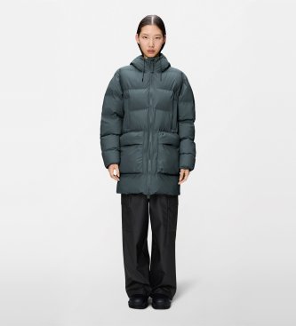 Rains Høj Lang Puffer Cargo Jakke W3T4 grå