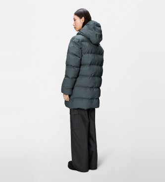 Rains Høj Lang Puffer Cargo Jakke W3T4 grå