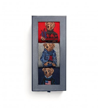Polo Ralph Lauren Confezione da 3 calzini a met polpaccio blu scuro, grigi e rossi