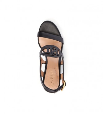 Ralph Lauren Amilea black leather sandals -Height wedge: 6,5 cm