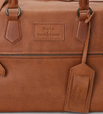 Polo Ralph Lauren Brązowa torba podróżna z ziarnistej skóry
