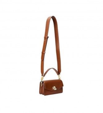 Polo Ralph Lauren Tayler small brown leather crossbody bag -10.8x18.4x7cm
