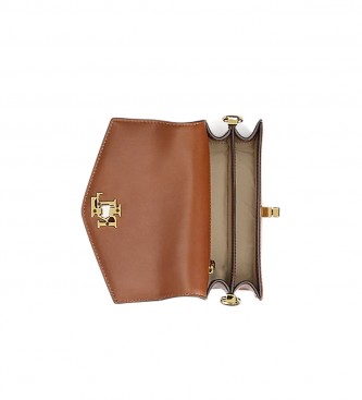 Polo Ralph Lauren Tayler mała brązowa skórzana torba crossbody -10.8x18.4x7cm