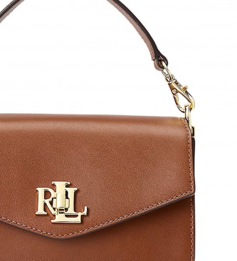 Polo Ralph Lauren Tayler mała brązowa skórzana torba crossbody -10.8x18.4x7cm