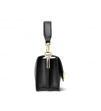Ralph Lauren Tayler pequeno saco de couro preto -10.8x18.4x7cm