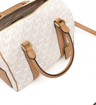 Polo Ralph Lauren Brown, beige logo leather shoulder bag