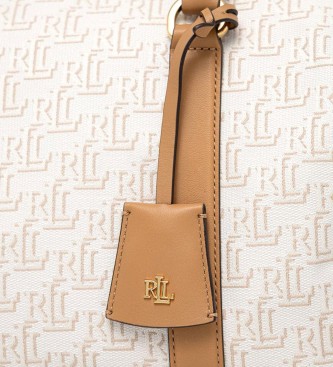 Polo Ralph Lauren Brown, beige logo leather shoulder bag