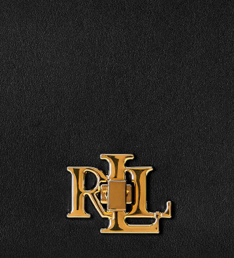 Ralph Lauren Bolsa de couro com fecho de torção preta