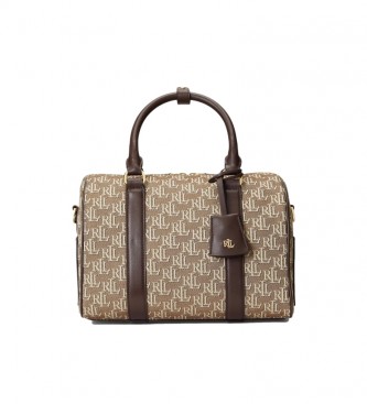 Polo Ralph Lauren Kaden medium brown jacquard satchel leather bag
