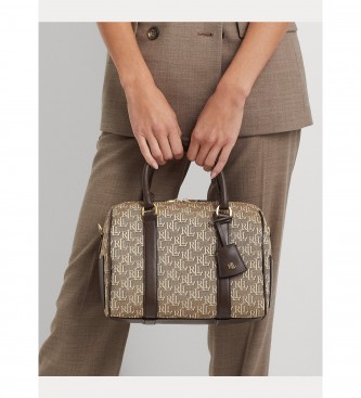 Polo Ralph Lauren Kaden skoletaske lder taske medium brun jacquard