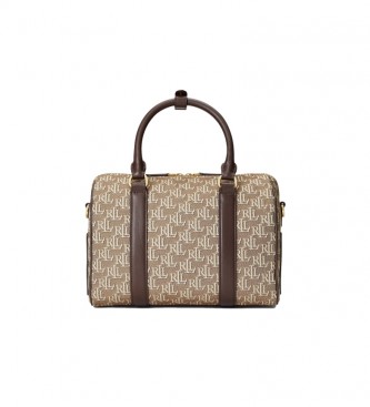 Polo Ralph Lauren Kaden medium brown jacquard satchel leather bag