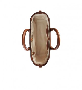 Polo Ralph Lauren Tyler sac fourre-tout en cuir marron monogramm, taille moyenne