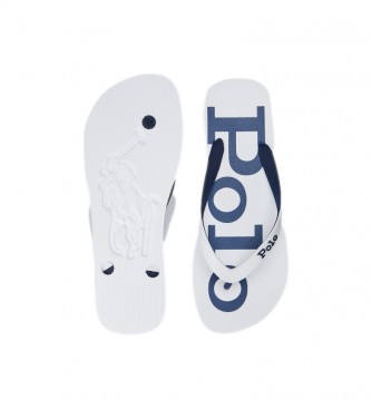 Ralph Lauren Flip Flops with Bolt Logo white