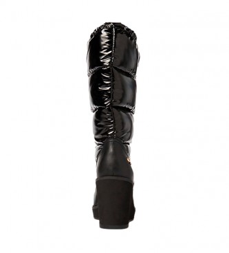 Ralph Lauren Botas de piel Rudee negro -Altura cuña 6 cm-