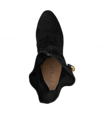 Polo Ralph Lauren Candace botas de camura de tornozelo com acabamento em tassel preto - Altura 7cm calcanhar