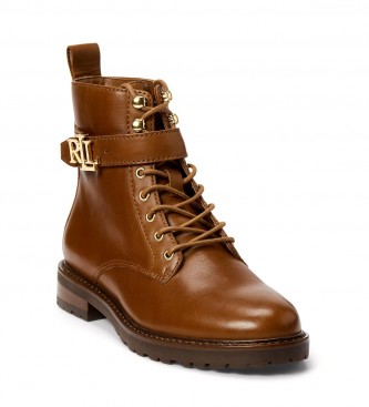 Polo Ralph Lauren Brown burnished leather ankle boots
