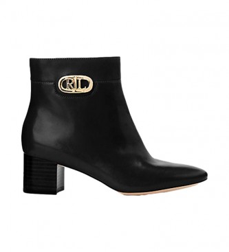 Ralph Lauren Wynne black leather ankle boots -Height heel: 5 cm